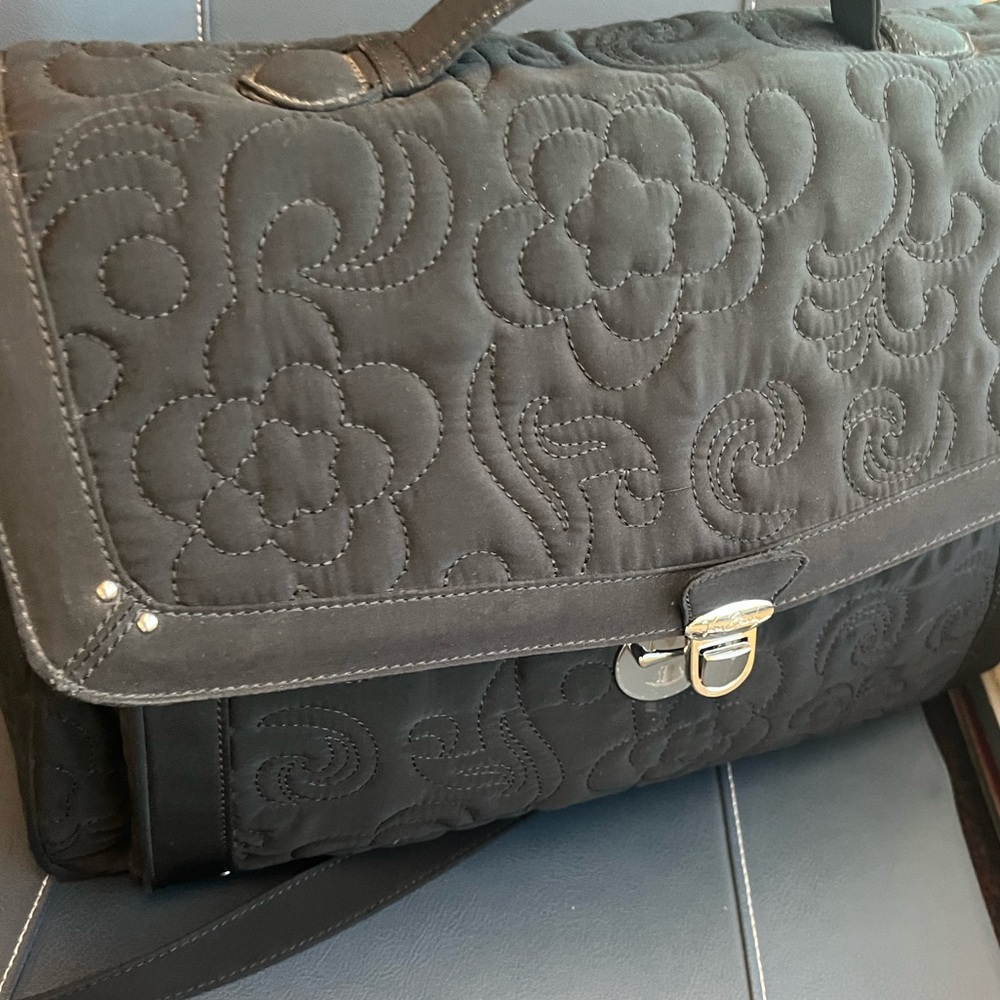 Vera Bradley Black Floral Quilted Laptop Bag